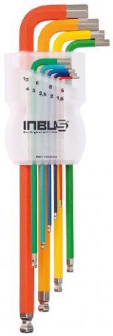 INBUS® 70266 Inbusschlüssel Satz Farbcodiert mit Kugelkopf Metrisch 9tlg. 1,5-10mm | Made in Germany | Innensechskantschlüssel | Winkelschlüssel | 1,5mm | 2mm | 2,5mm | 3mm | 4mm | 5mm | 6mm | 8mm | 10mm | bunt | farbig - 1
